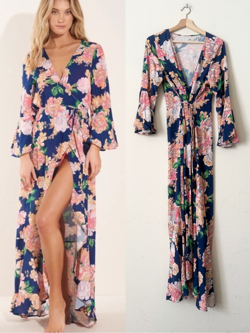 Maaji SMALL Floral Lotus bell sleeve kimono maxi dress